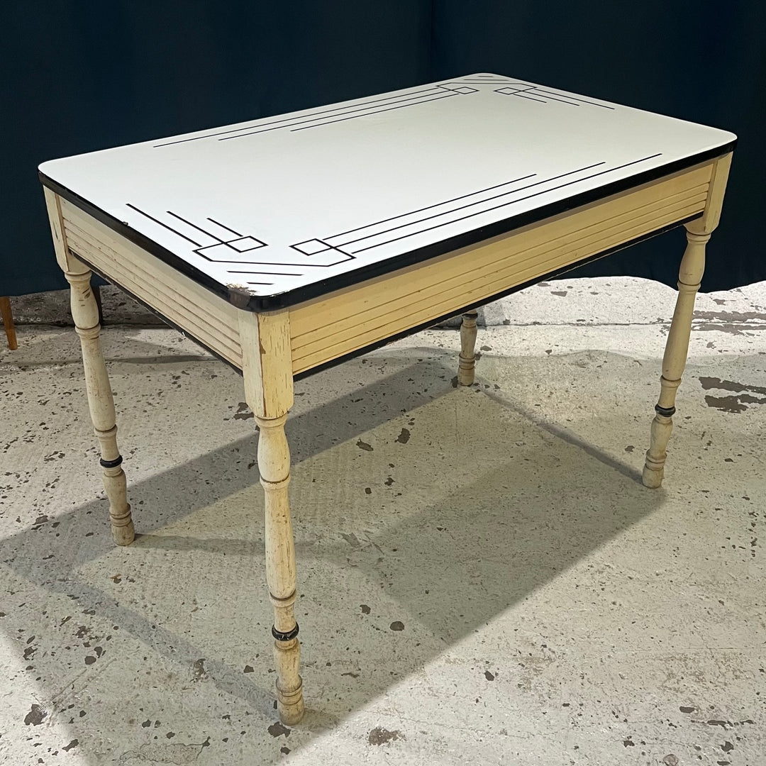 1930s Enamel-Topped Kitchen Table w/Drawer