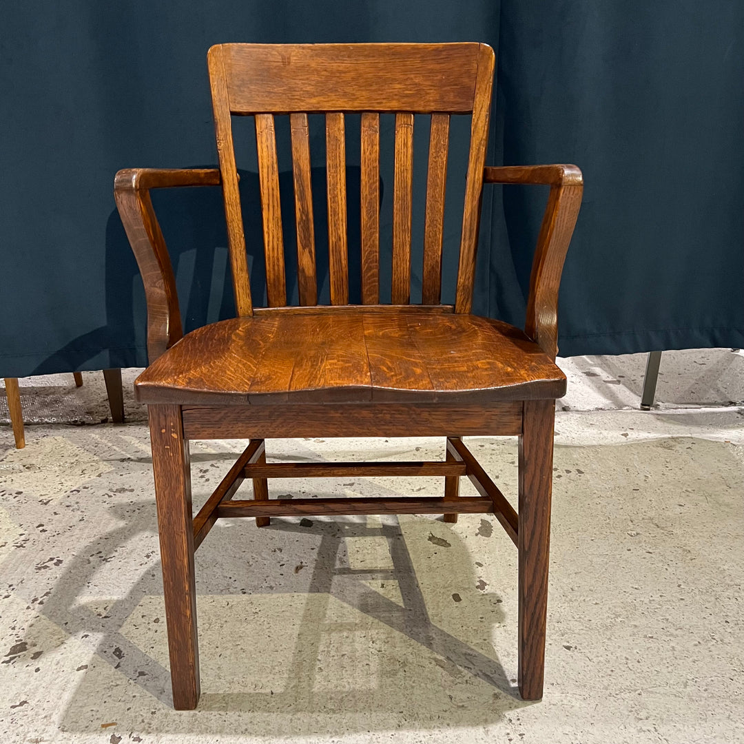 1920s Solid Oak Slat Back Armchair #2