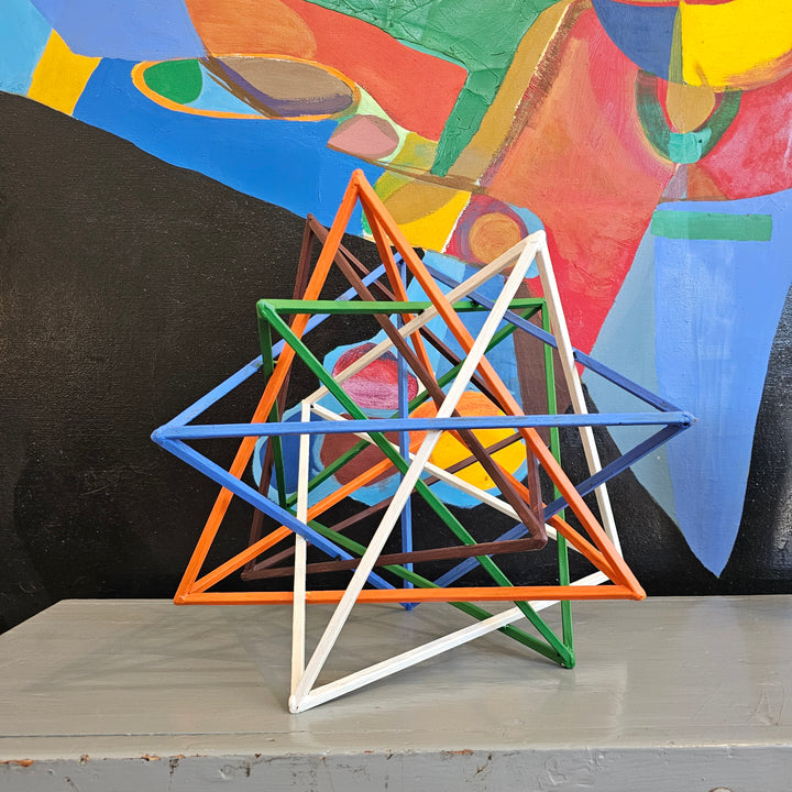 Geometric Painted Metal Table Top Sculpture