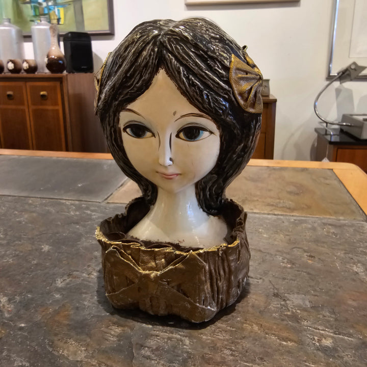 1968 Hong Horizons Paper Mache Lady Head Lipstick Holder