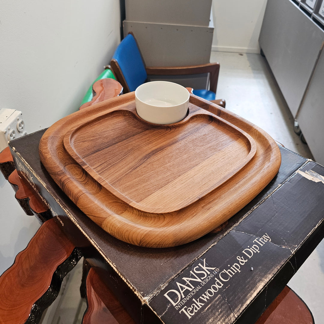 2pc Dansk Teak Chip & Dip Set