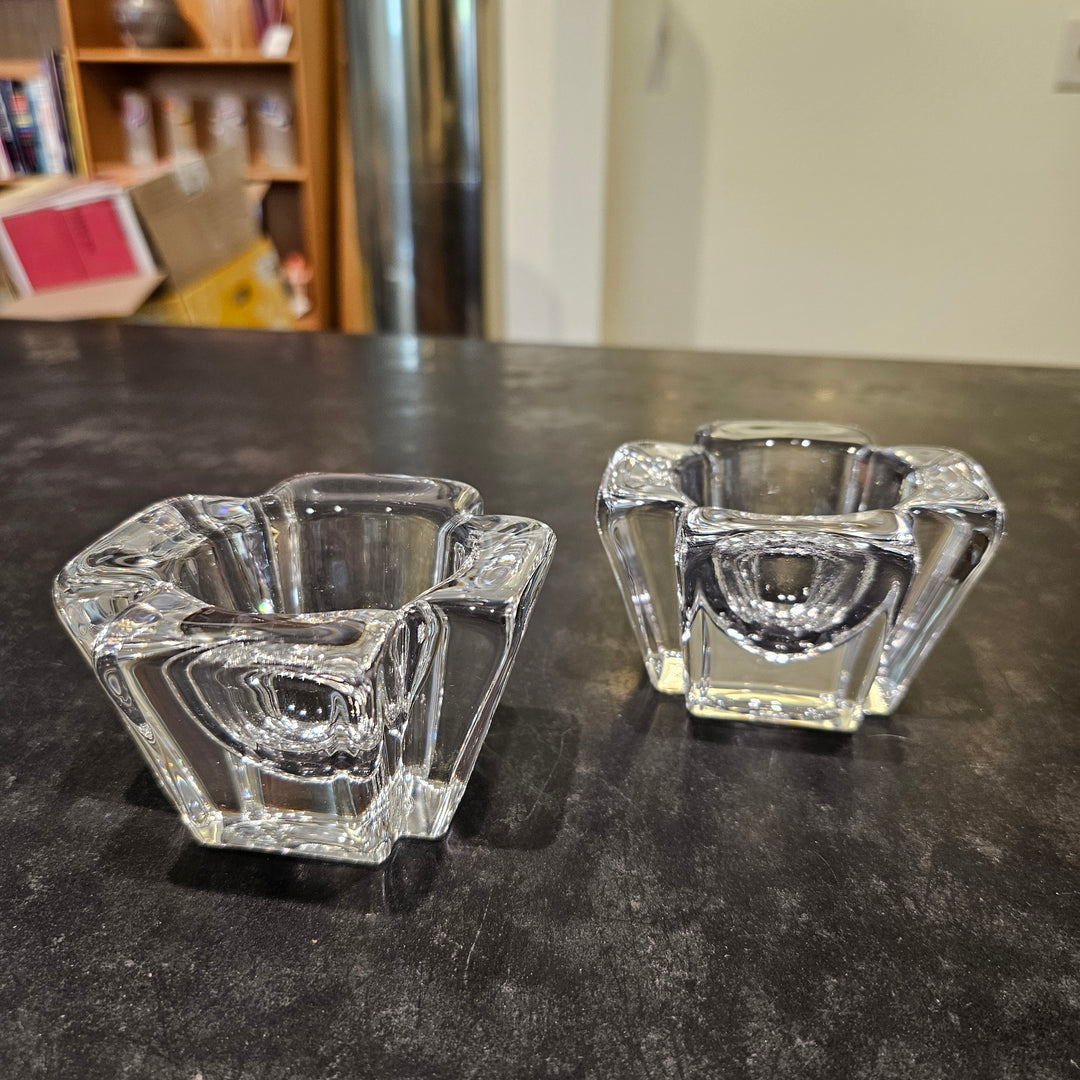 Pair of Orrefors Anna Ehrner Max Crystal Candleholders