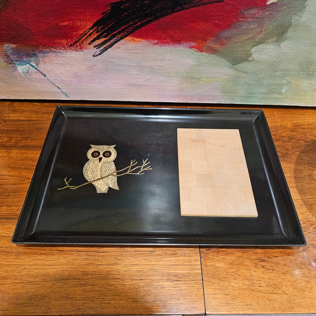 Couroc Owl Tray w/Cutting Board Insert