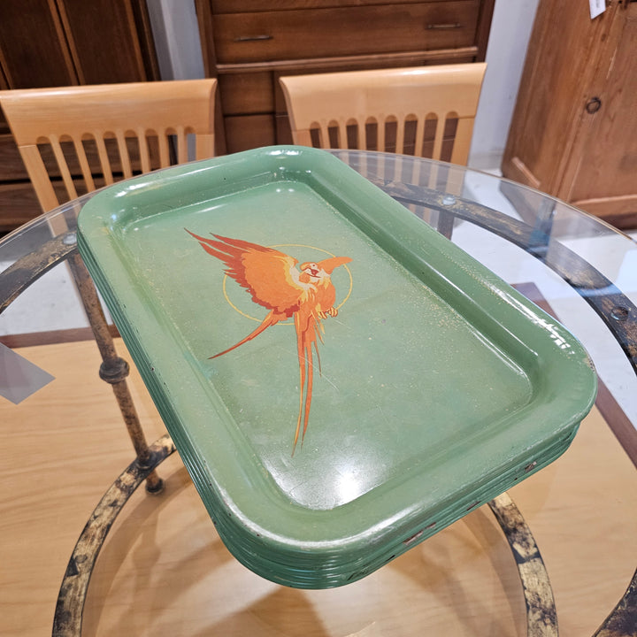 Enamel Jade Green Parrot Tray