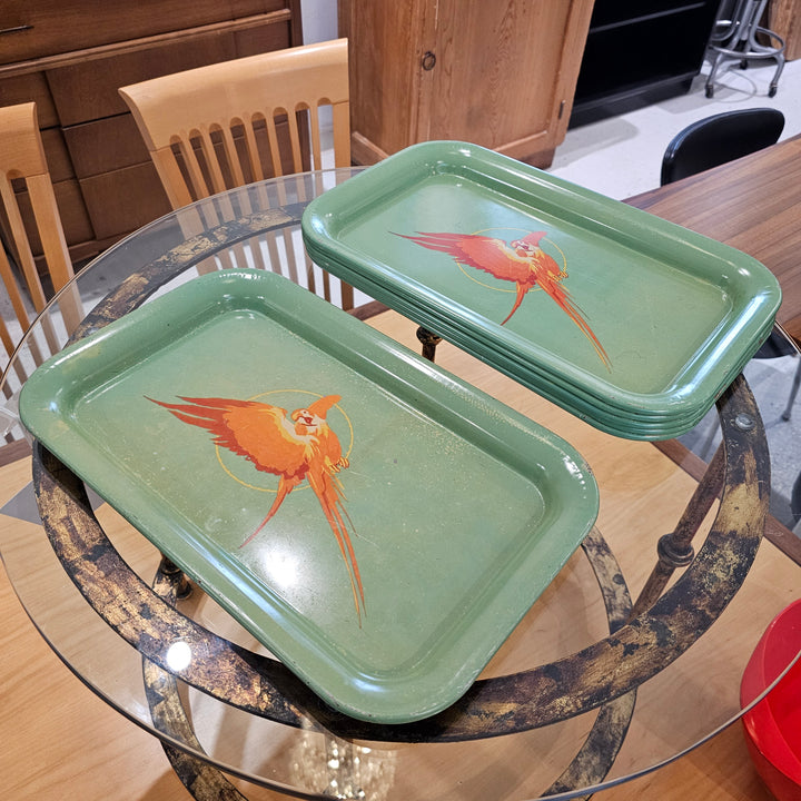Enamel Jade Green Parrot Tray