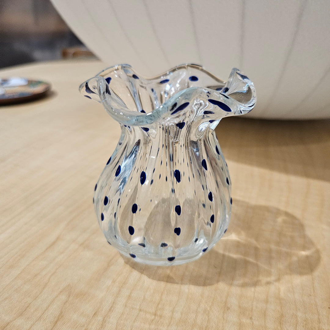 Murano Blue Polka Dot Bag Vase