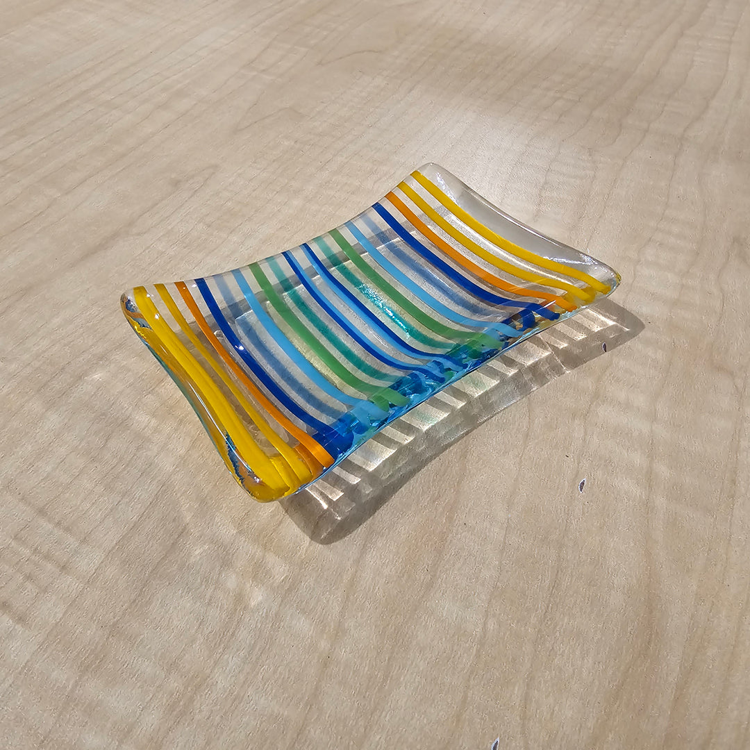 Small Rainbow Art Glass Dish