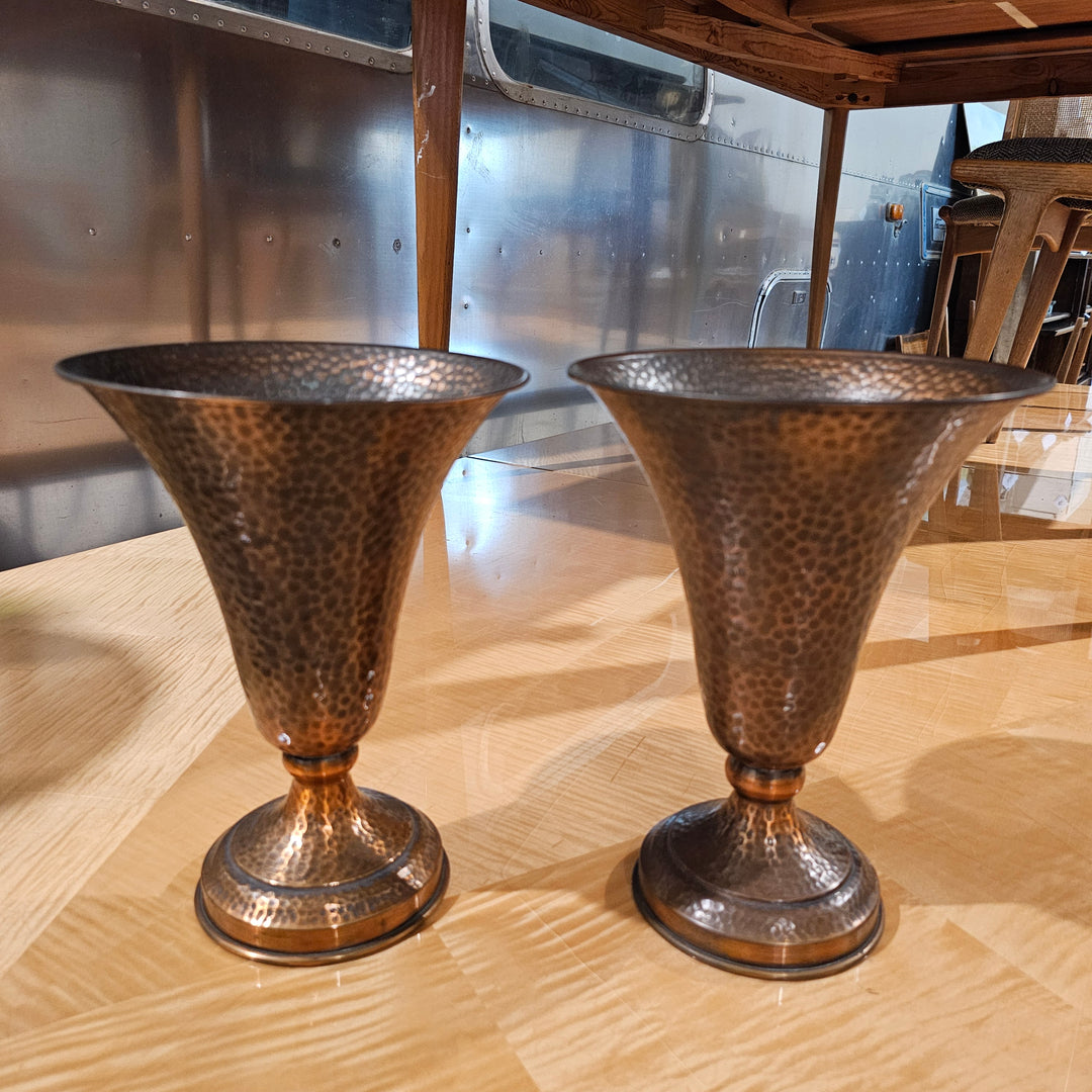 Pr. Arrow Metal Copper Vases