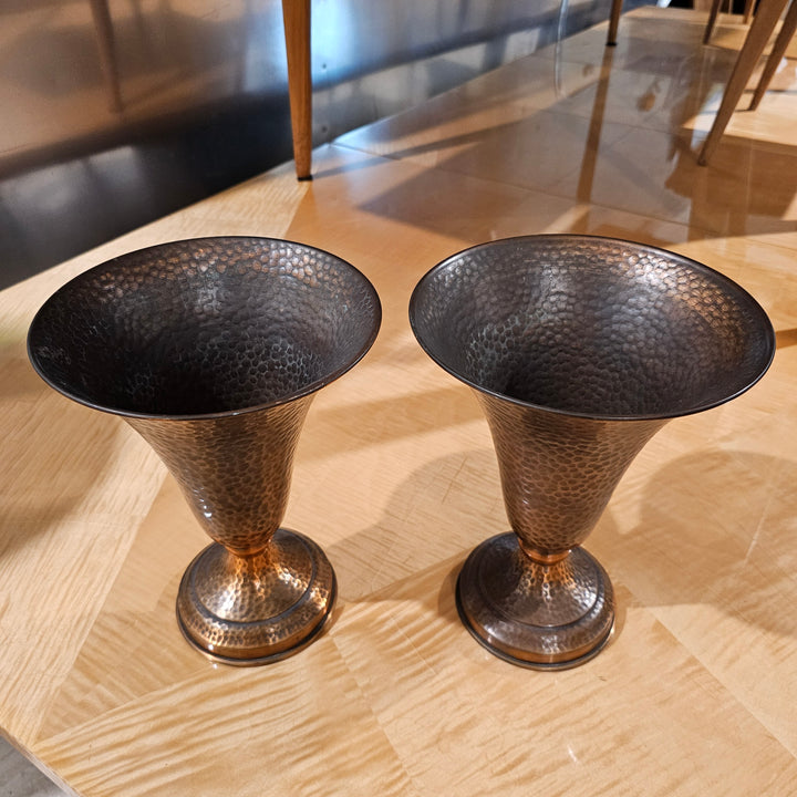 Pr. Arrow Metal Copper Vases