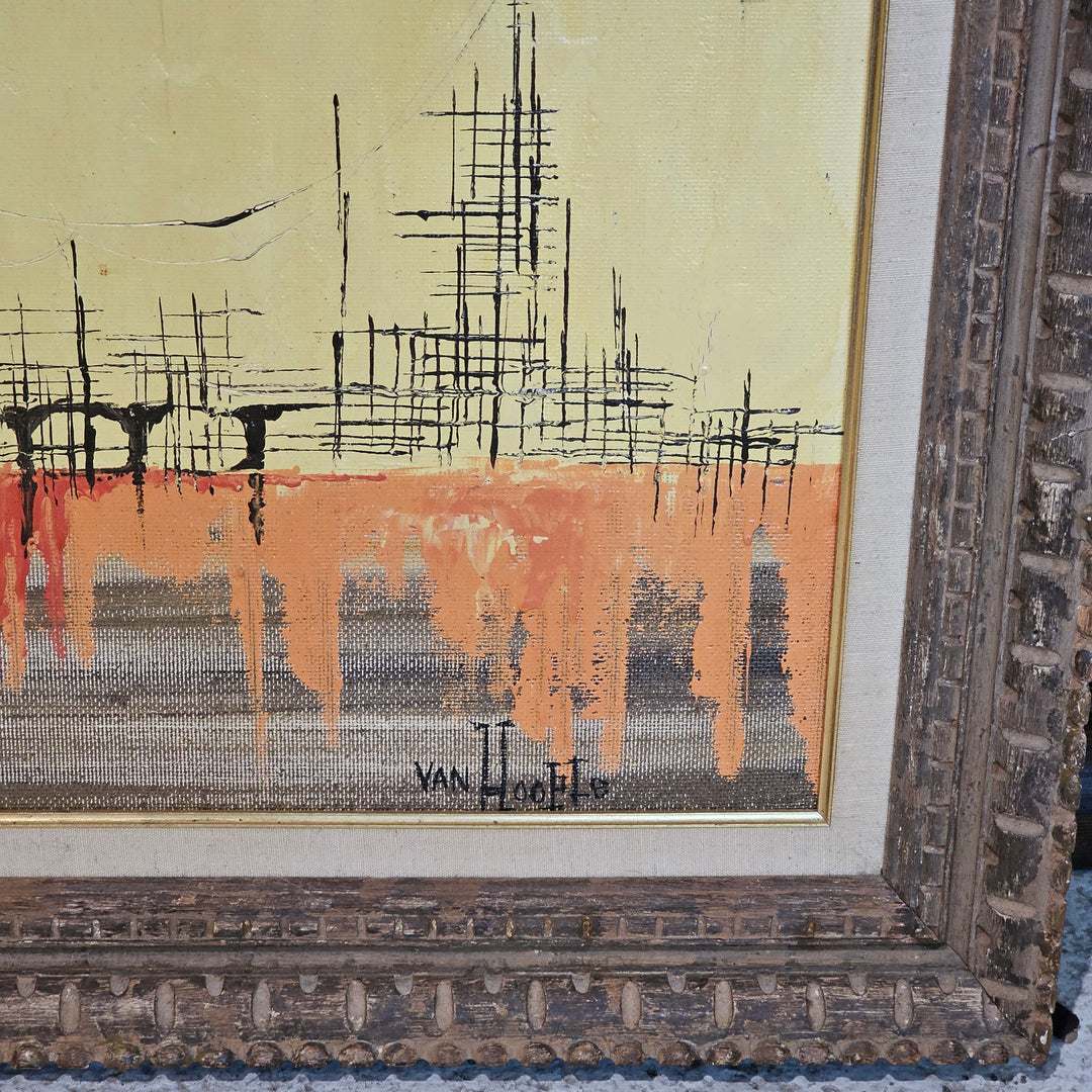 Framed Original MCM Painting - Van Hoople