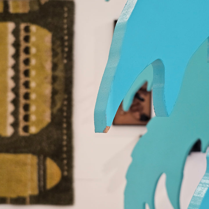 Vintage Wooden Palm Tree Sculptural Shelf