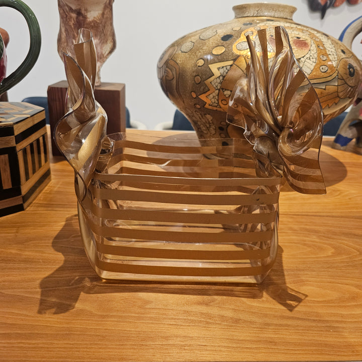 CT Designs Acrylic Basket - Gold Stripe