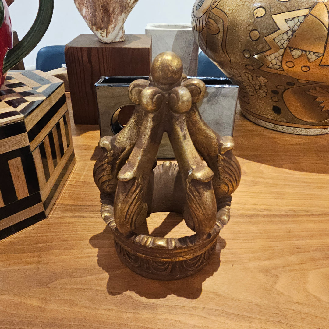 Vtg Gilded Crown Tabletop Sculpture