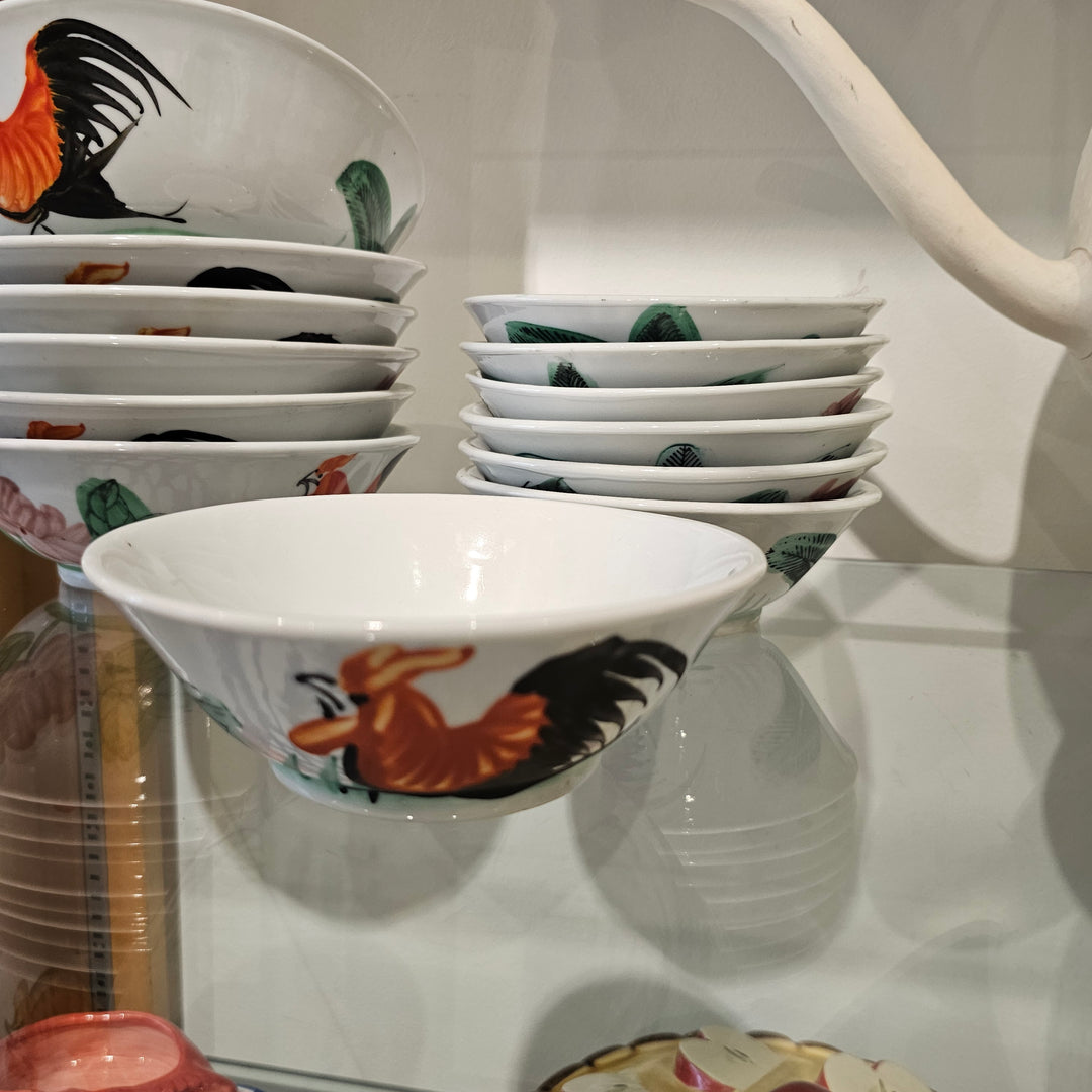 (7) Painted Chinese Footed Bowls