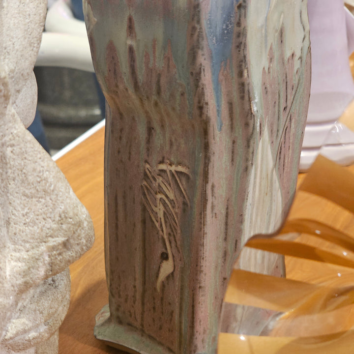 Signed Abstract Blue Vase