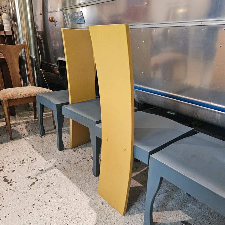 (4) Postmodern Blue & Yellow Chairs