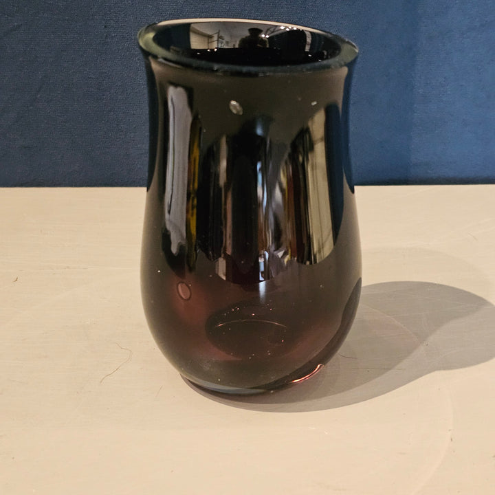 5" Signed Aubergine Art Glass Vase