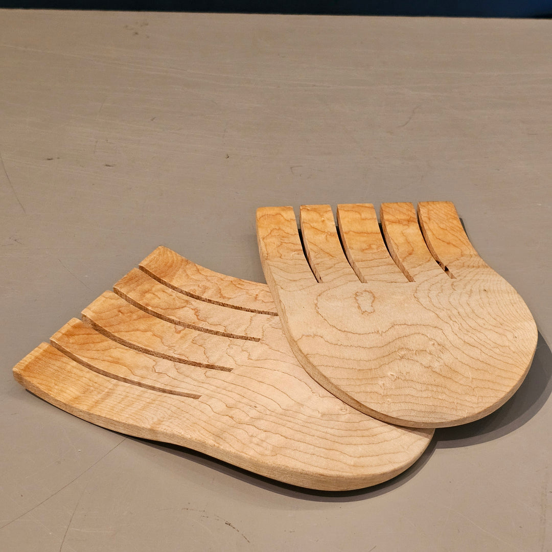 Pair of Hand Made Wood Salad Tongs