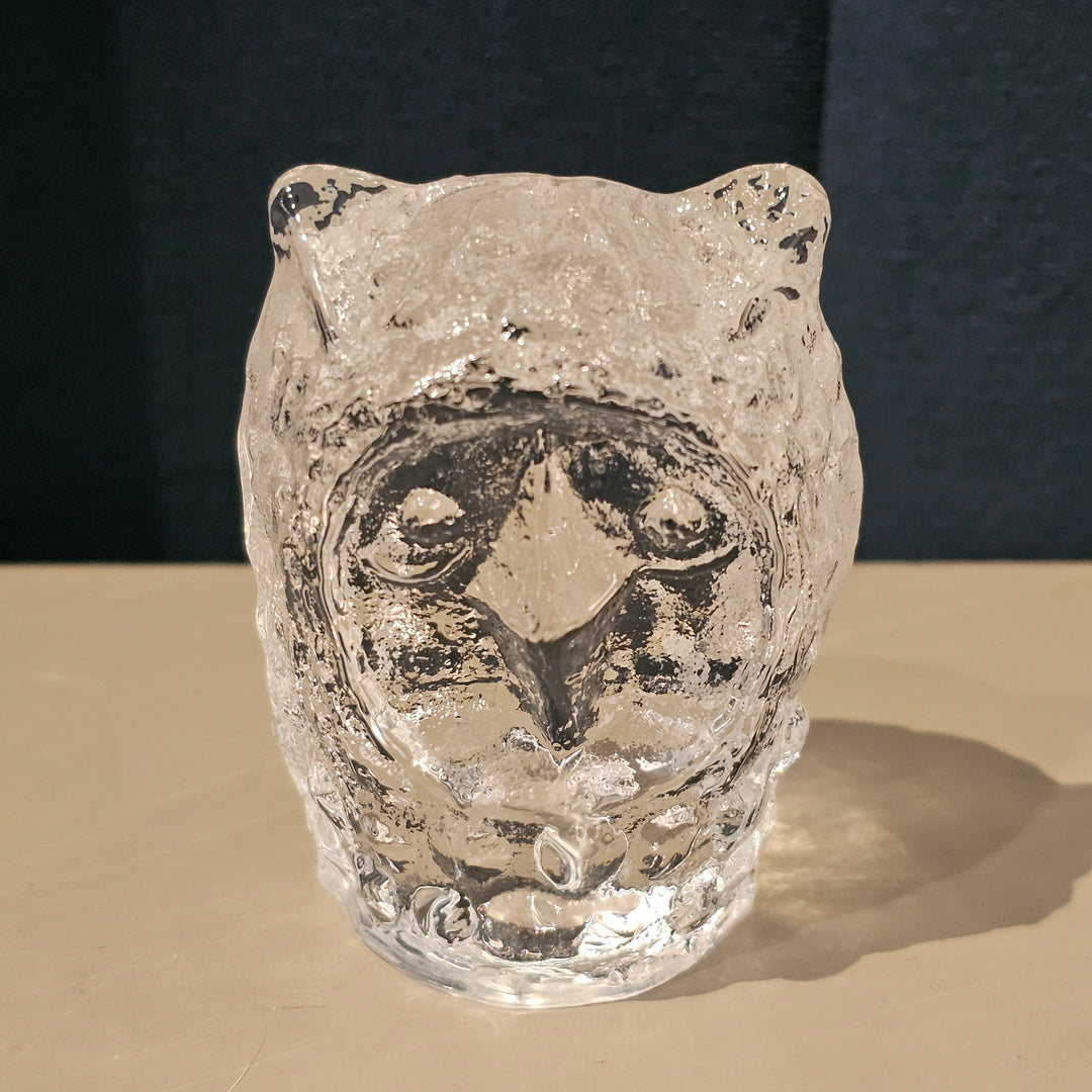 Pukeberg Glass Owl Paperweight