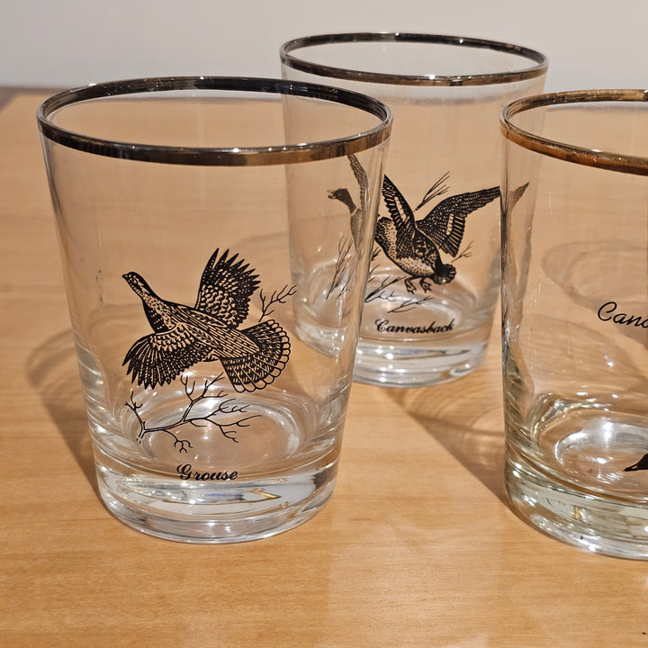 (4) Federal Highball Glasses Bird Theme