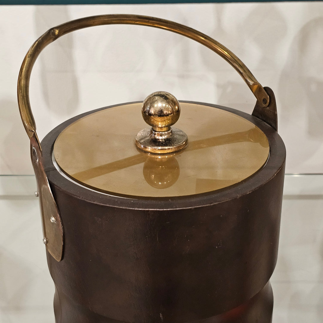 MCM Faux Wood Metal Ice Bucket