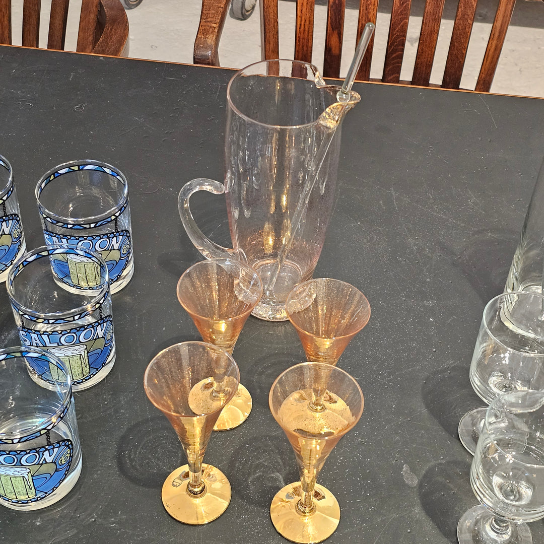 6pc Dorothy Thorpe Gold Splatter Cocktail Set