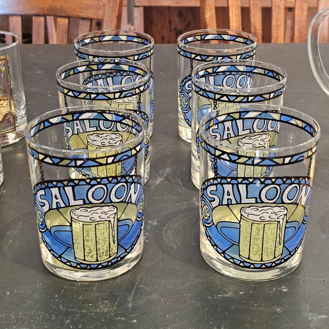 Set of 6 Cera Stained Glass Saloon Double Rocks Glasses
