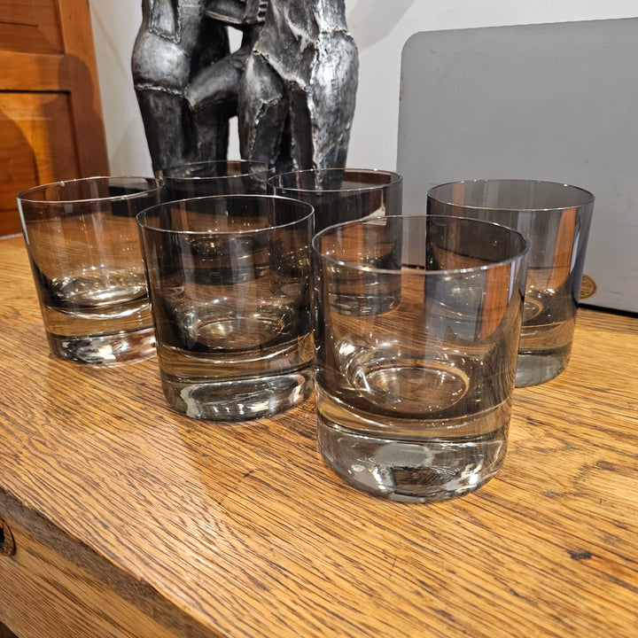 (6) Estelle Gray Smoke Rocks Glasses