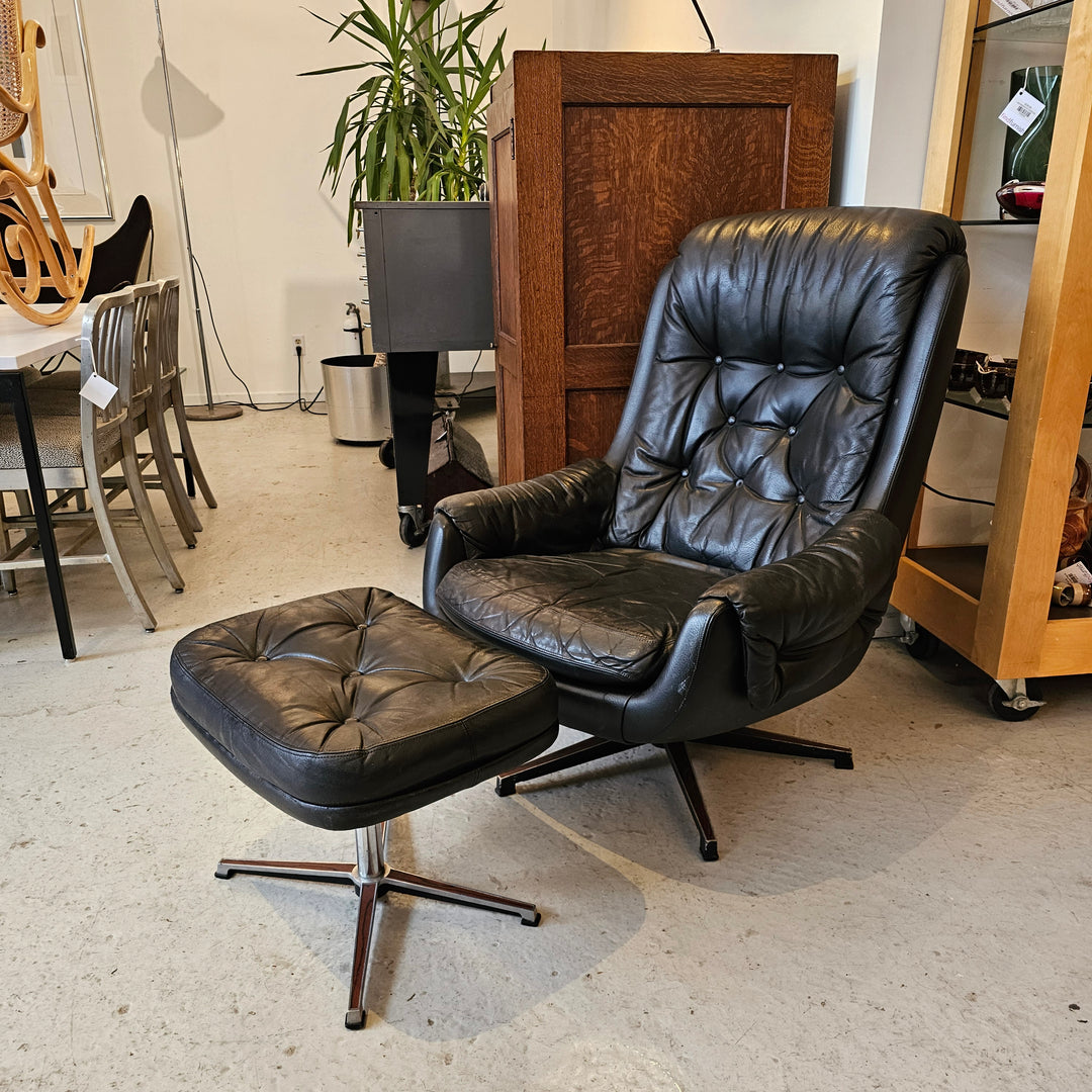 Leather Armchair & Ottoman