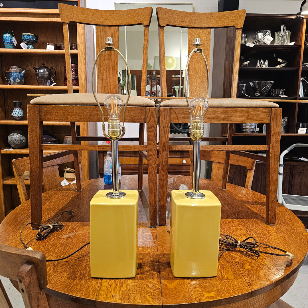 Pair of Vintage Yellow Lamps