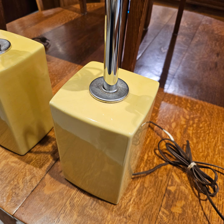 Pair of Vintage Yellow Lamps
