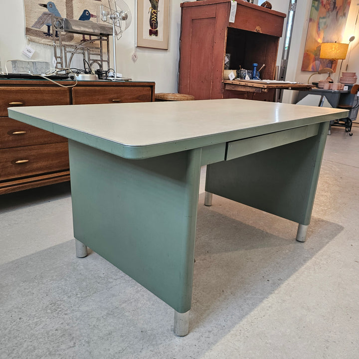Globe Wernicke Green Metal Table w/ Drawer