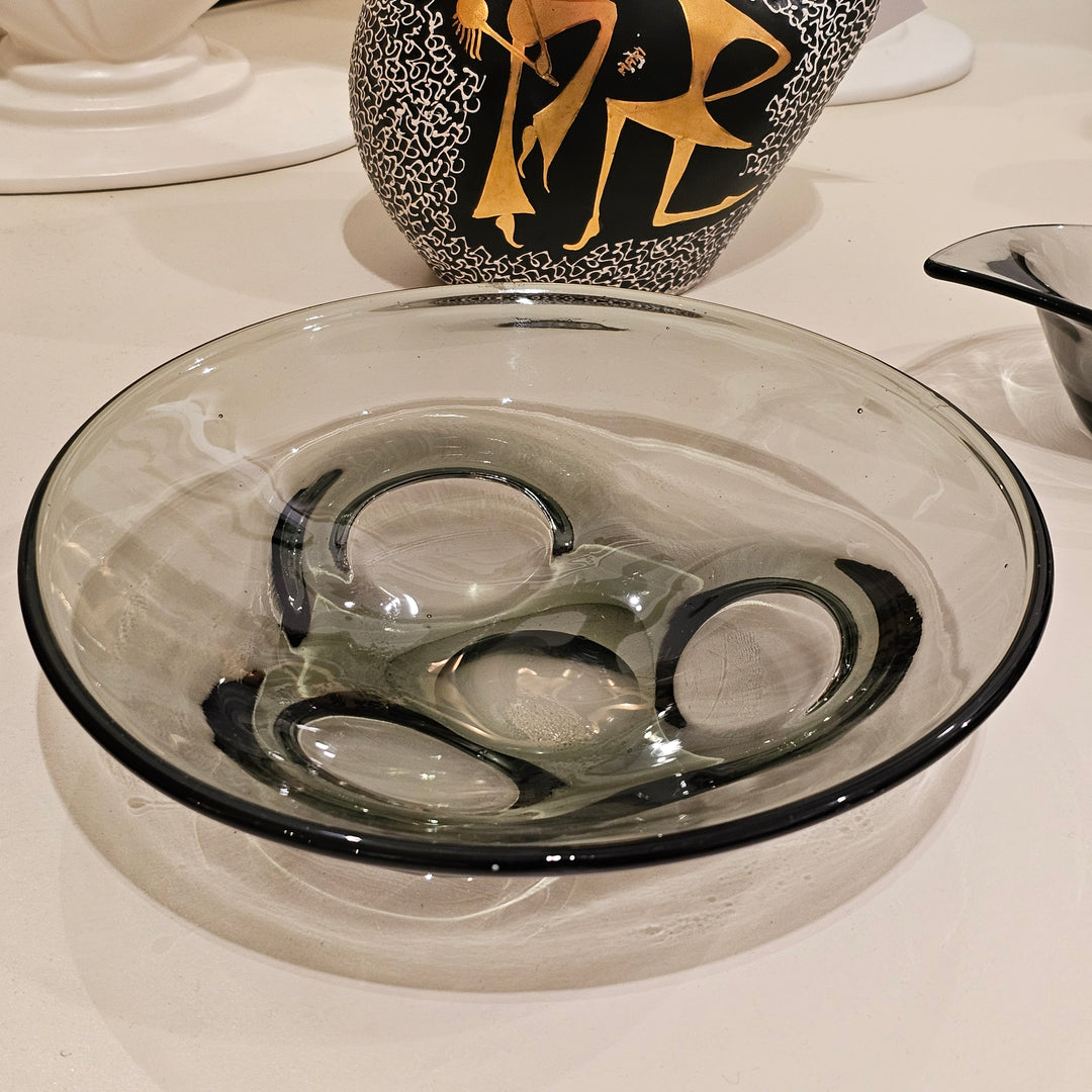 Shallow Smoke Glass Bowl
