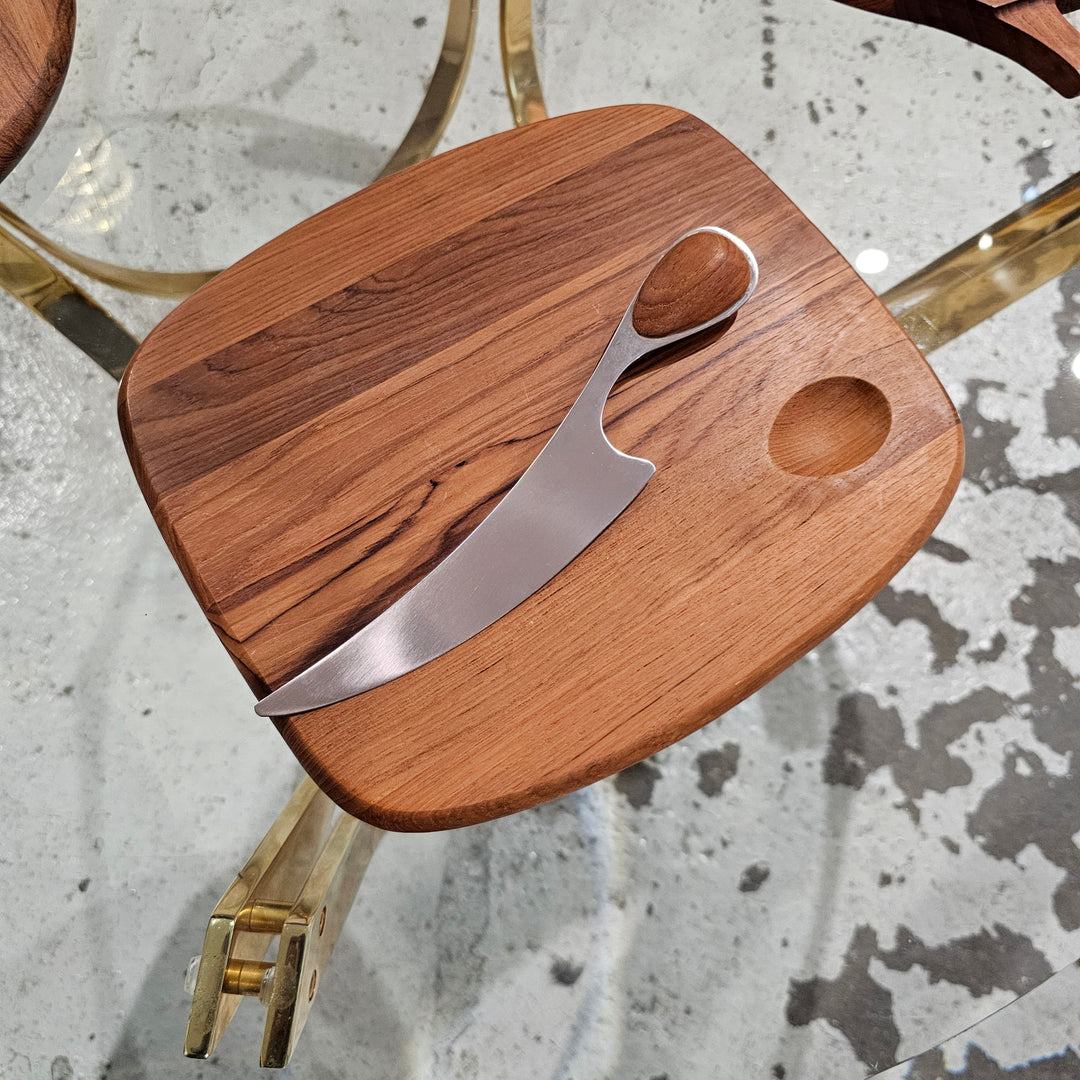 2pc Dansk Teak Rectangular Cheese Board w/Knife