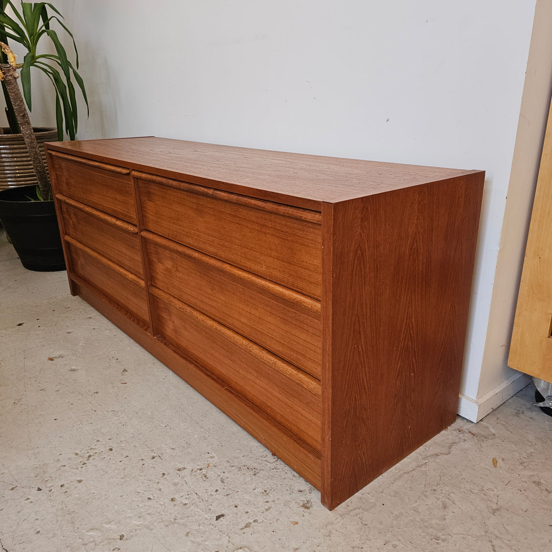 Danish Teak Lowboy Six Drawer Dresser