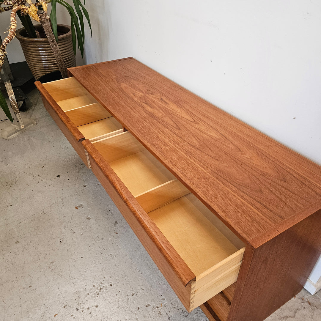 Danish Teak Lowboy Six Drawer Dresser