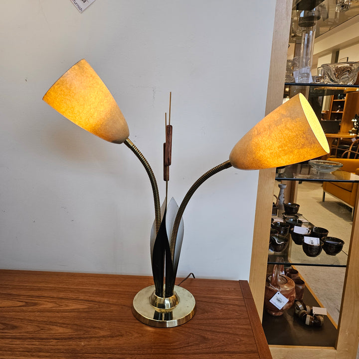 Calla Lily and Cattail Gooseneck Lamp
