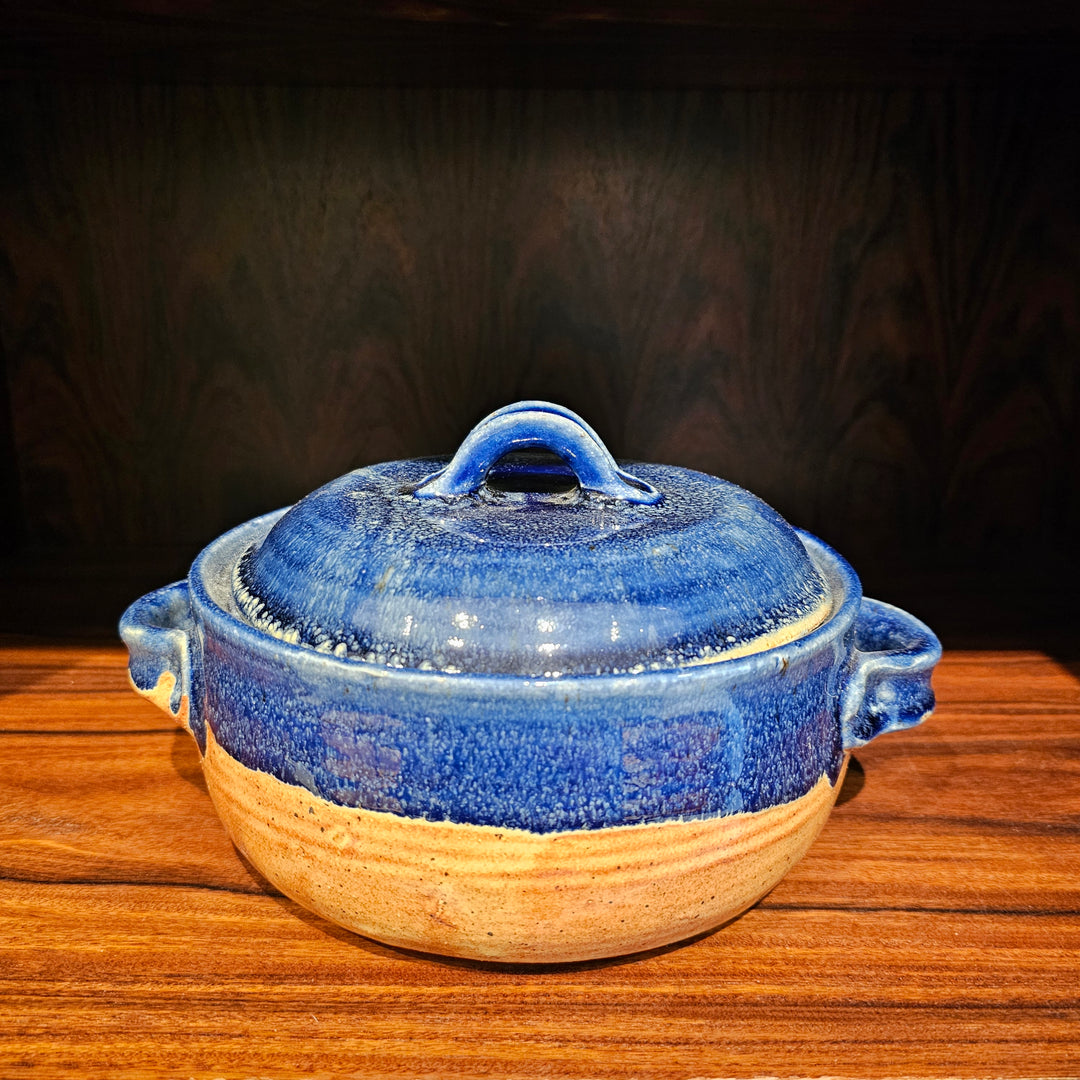 Blue & Tan Lidded Dish