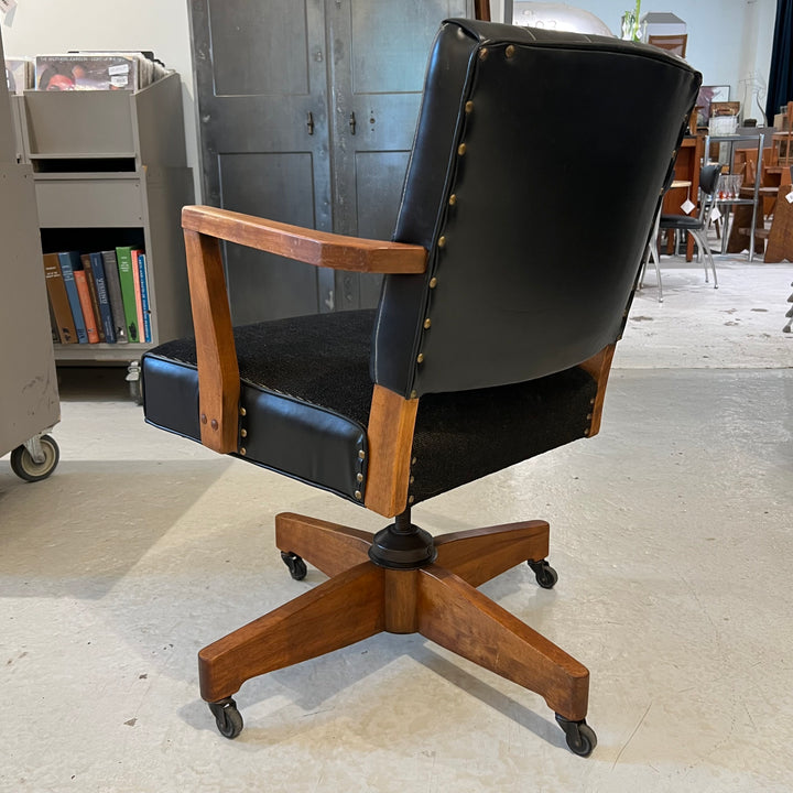 Jasper Seating Co. Walnut Desk Chair w/OG Black Upholstery