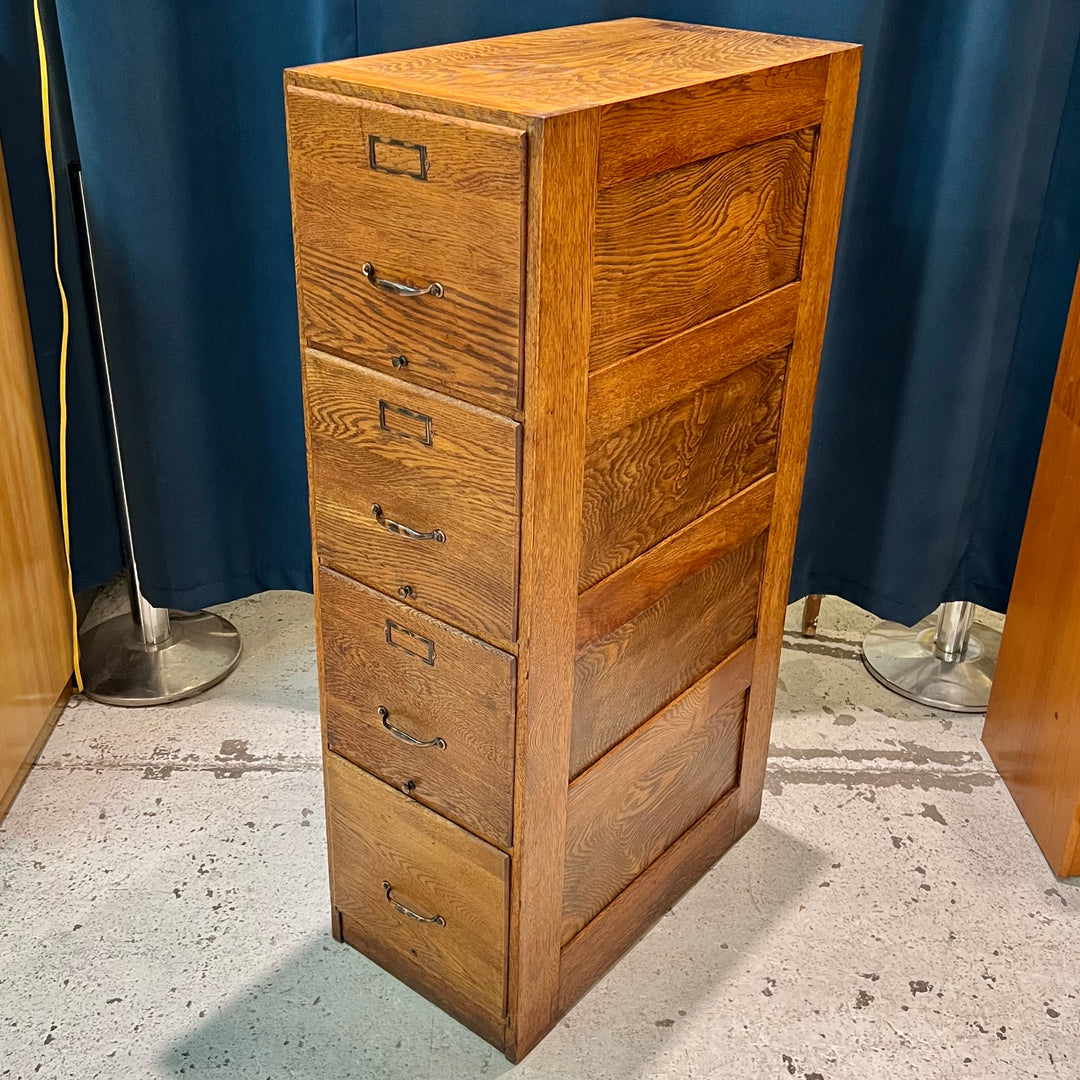 Antique 4-Drawer Oak File Cabinet