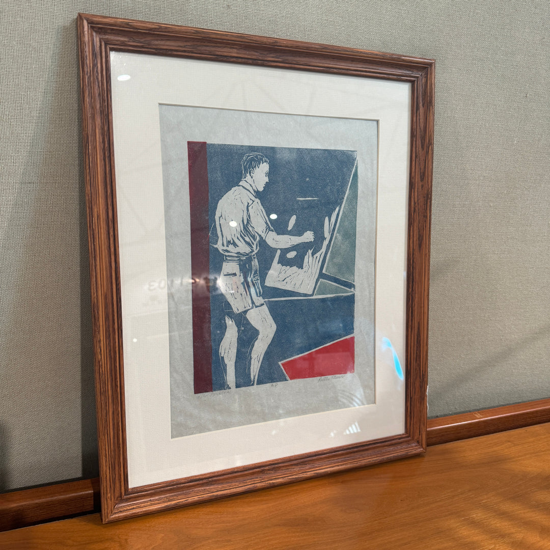 “Dr. Perkins” woodcut by Ruth Muir