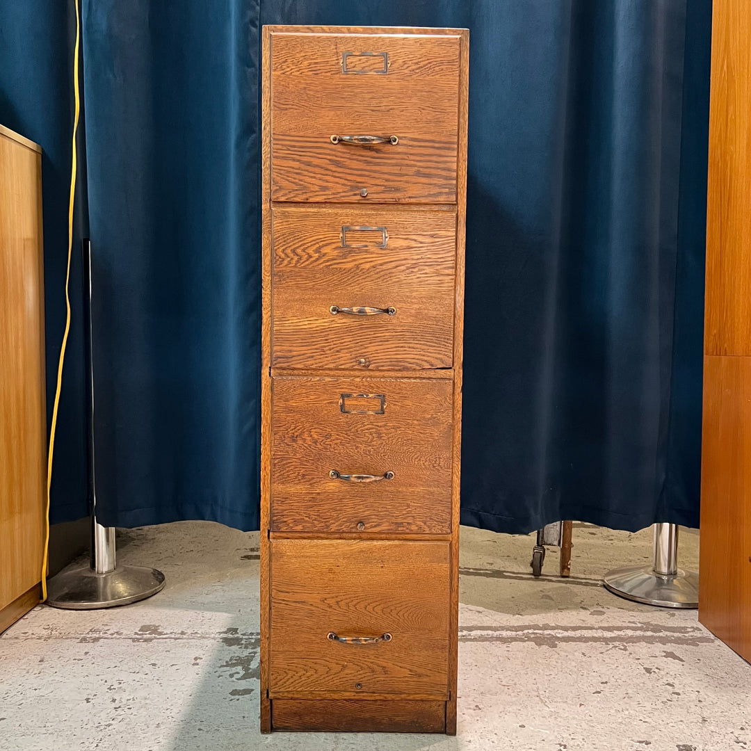 Antique 4-Drawer Oak File Cabinet
