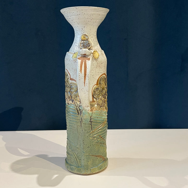 Tall Studio Pottery Ceramic Pitcher w/Landscape