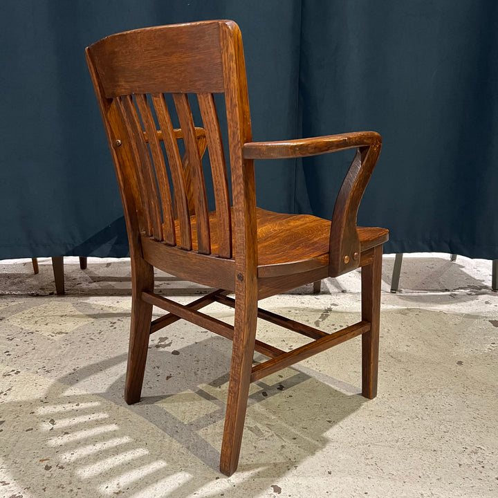 1920s Solid Oak Slat Back Armchair #2