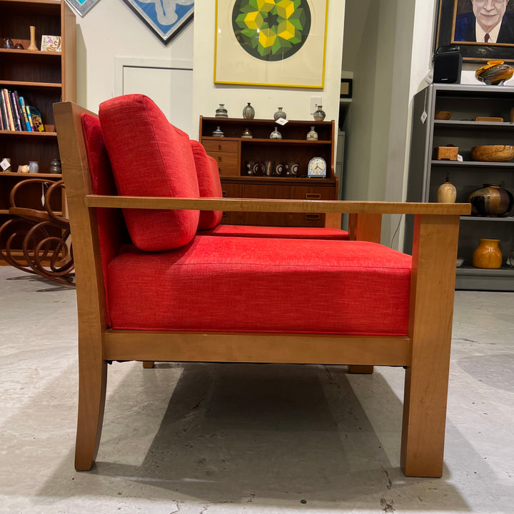 Eaton Contemporary Maple Lounge Chair w/Red Upholstery