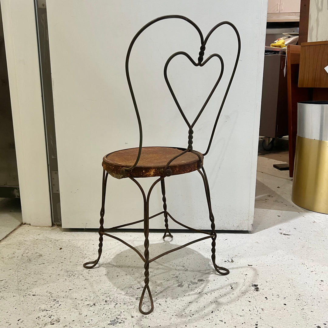 Antique Weathered Twisted Iron Bistro Chair #2