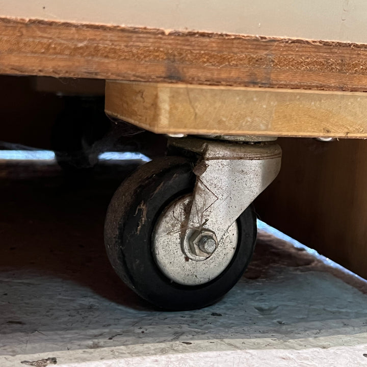 1980s Rolling Wood Flat File w/Laminate Top