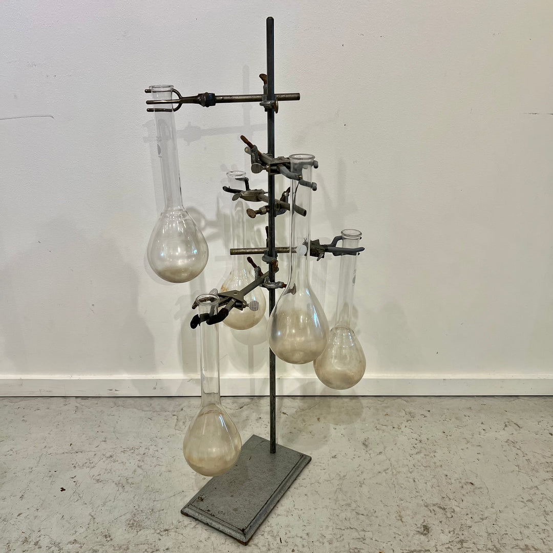 Large Vintage 5-Flask Ring Stand Vase