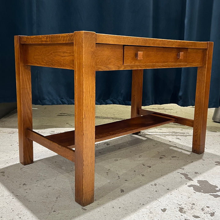 Antique Mission Writing Desk w/Tiger Oak Veneer Top