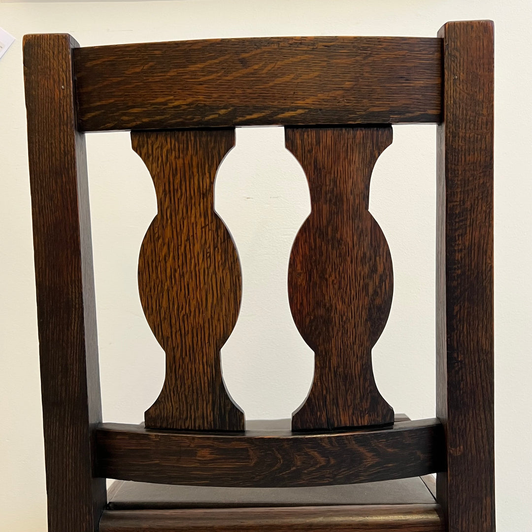 1920s Mission Dark Oak Side Chair w/Leather Seat